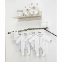 Pyjama Velours Blanc / Lune Naissance Céleste - SAUTHON Baby Déco -Produits Pour Bébé 3500760097496 3