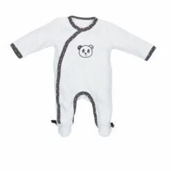 Pyjama Velours 3 Mois CHAO CHAO Blanc / Noir - SAUTHON Baby Déco