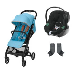 Poussette DUO BEEZY Beach Blue ATON B2 Volcano Black - CYBEX