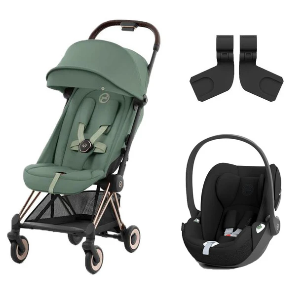 Poussette DUO Coya RoseGold Leaf Green + Cloud T Sepia Black - CYBEX 1 Poussette DUO Coya RoseGold Leaf Green + Cloud T Sepia Black - CYBEX