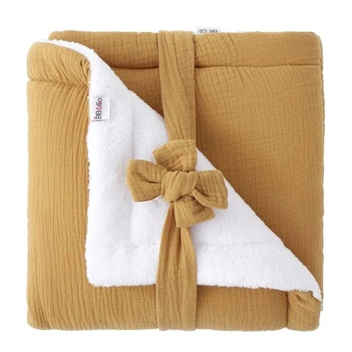 Couverture Peluche & Gaze Noisette - BB&CO 1 Couverture Peluche & Gaze Noisette - BB&CO