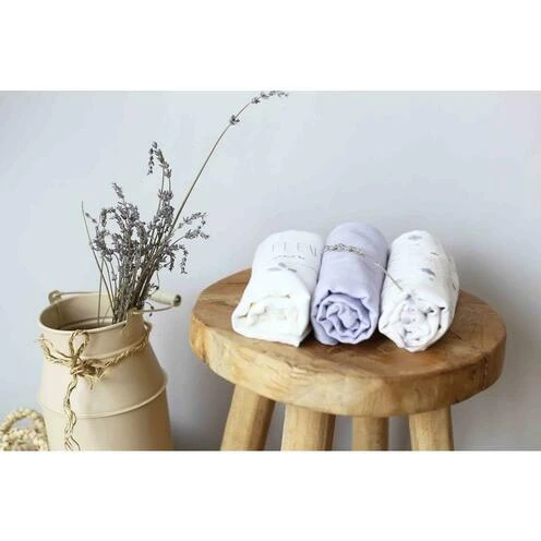 3 Langes 70 X 70 Cm Lavandoux Blanc/Lavande - TROIS KILOS SEPT 2 3 Langes 70 X 70 Cm Lavandoux Blanc/Lavande - TROIS KILOS SEPT – Image 2