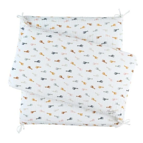 Tour De Lit Respirant Girafes Mousseline Bio Mix & Match - NOUKIE 'S 1 Tour De Lit Respirant Girafes Mousseline Bio Mix & Match - NOUKIE 'S