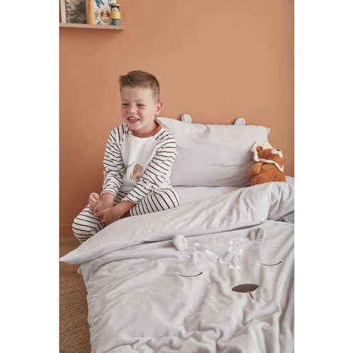 Housse Couette 100 Cm X 140 Cm Veloudoux Gris Babou & Kendi - NOUKIE 'S 2 Housse Couette 100 Cm X 140 Cm Veloudoux Gris Babou & Kendi - NOUKIE 'S – Image 2