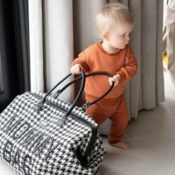 Sac à Langer Mommy Bag Pied De Poule Noir - CHILDHOME -Produits Pour Bébé 5420007167554 2
