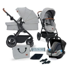Poussette Convertible 3en1 BTOUR Grise Claire - KINDERKRAFT