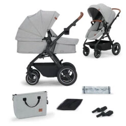 Poussette Convertible 3en1 BTOUR Grise Claire - KINDERKRAFT -Produits Pour Bébé 59025339189592028129