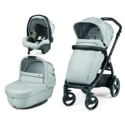 Poussette Trio Book Smart Vapor Gris Clair - PEGPEREGO
