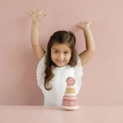 Pyramide Anneaux En Bois Fleurs Rose - LITTLE DUTCH -Produits Pour Bébé 8713291770126202028129