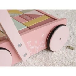 Chariot à Blocs Fleurs Rose - LITTLE DUTCH -Produits Pour Bébé 871329177020120281129