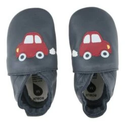 Chaussons En Cuir Soft Soles Voiture De Course Marine L - BOBUX