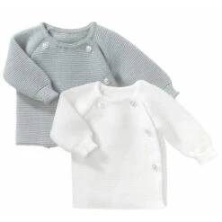 Lot De 2 Brassières Blanc Et Gris Naissance - BEBE9 CREATION