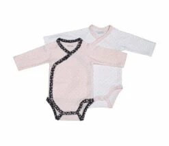Lot De 2 Bodies 3 Mois Blanc/rose Miss Fleur De Lune - SAUTHON Baby Déco