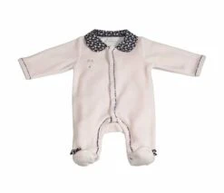 Pyjama En Velours Rose 1 Mois Miss Fleur De Lune - SAUTHON Baby Déco